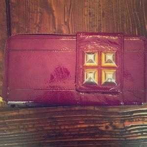 SHIH purple patent wallet/clutch